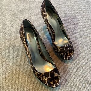 Style & Co Womens Celine Natural Leopard Platform Heels